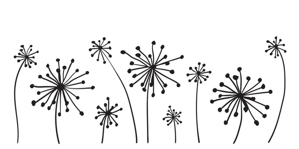 Vector graphic with set of dandelions — Stock Vector