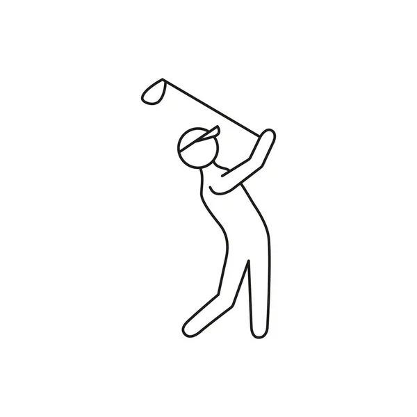 Doodle-Golfer mit Stock-Ikone — Stockvektor