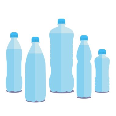 Ayarla 0f 5 şişe su. 1, 0,5, 0,33, 1,5, 2.