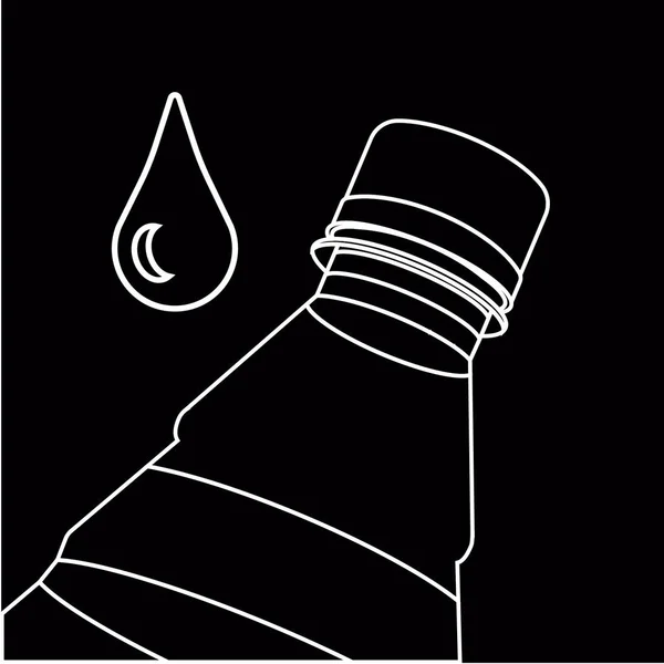 Вектор Контур Пляшку Води Краплі Води Чорно Білі Дошки Крейди — стоковий вектор