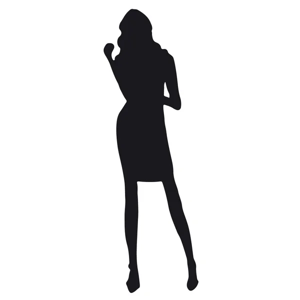 Vector Silhouette Fashionable Woman — Stock Vector