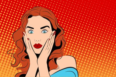 Pop art vektör çizim hayran kızla