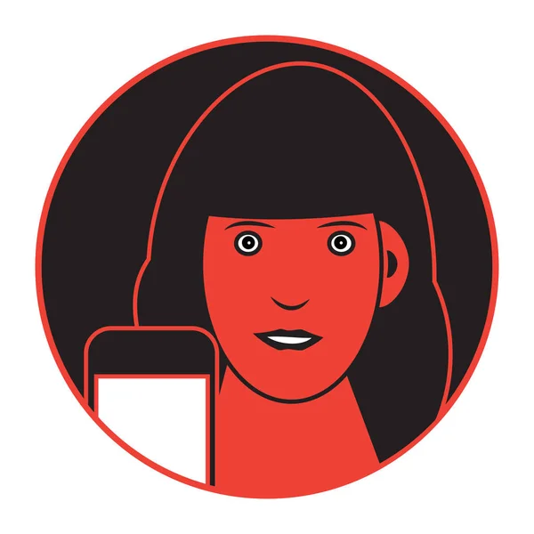 Illustration plate d'une fille avec smartphone — Image vectorielle