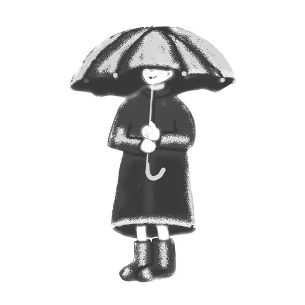 A little girl under umbrella — Stock Photo, Image