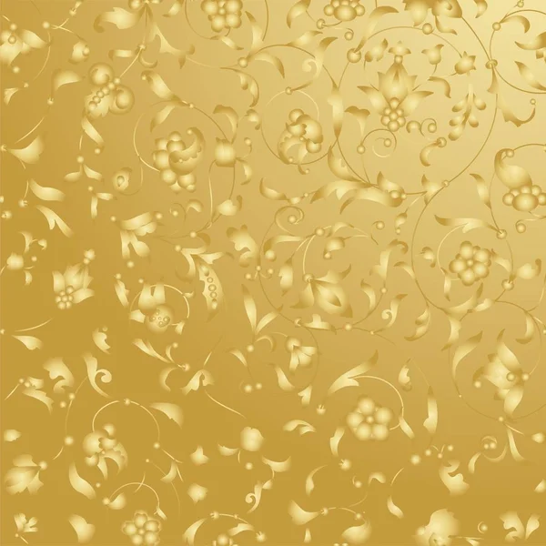 Vecteur fond doré avec ornement floral et dégradé — Image vectorielle