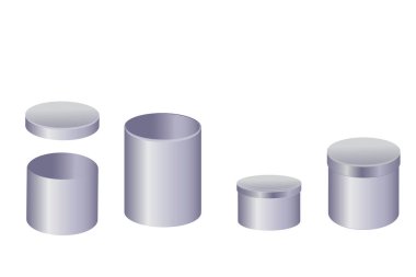 Vektör metal kutuları kümesi. Kapalı ve örtbas