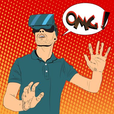 Man with virtual reality glasses clipart