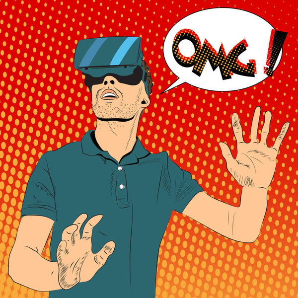 Man with virtual reality glasses