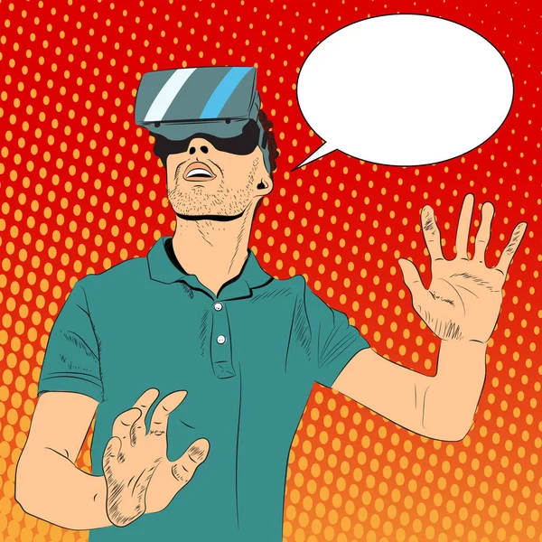 虚拟现实的眼镜的男人 — 图库矢量图片