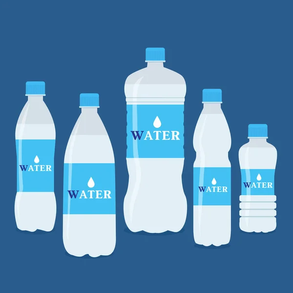 Векторні Пляшки Чистою Водою Пляшки Різного Розміру Епс — стоковий вектор