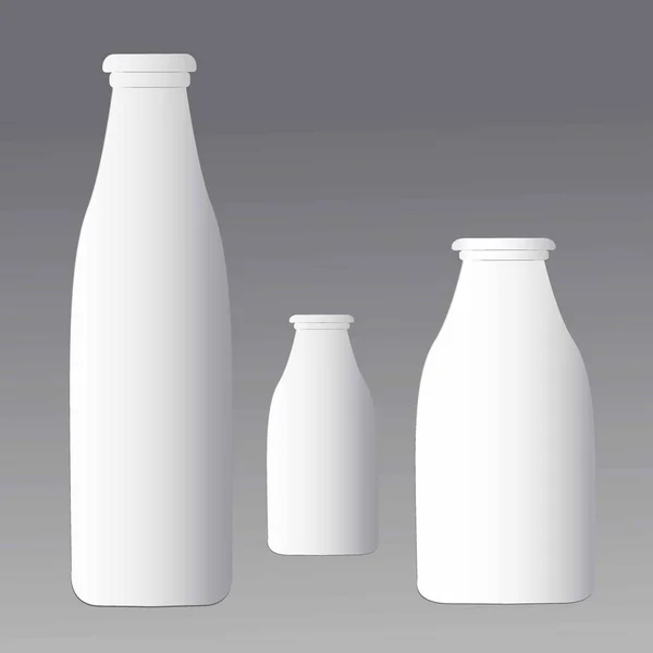 Zestaw Plastikowych Butelek Szablon Projektu Produktu — Wektor stockowy