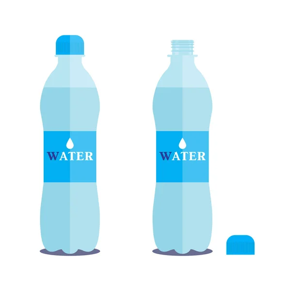Beyaz bir arka plan üzerinde saf su 1 litre şişe vektör. Kapalı ve açık — Stok Vektör
