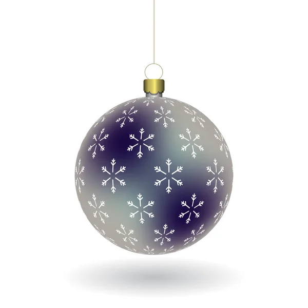 Boule Christmass Avec Imprimé Flocons Neige Accroché Une Chaîne Dorée — Image vectorielle
