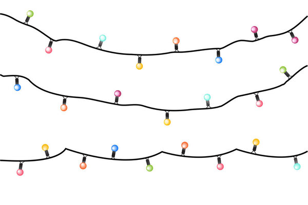 Vector holiday garlands with colorful lamps on a white background. EPS 10