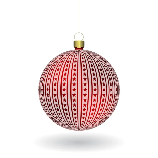 Palla di Natale rossa appesa a una catena d'oro — Vettoriale Stock