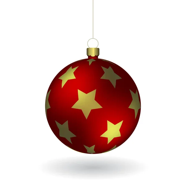 Bola vermelha de Christmass pendurada em uma corrente dourada — Vetor de Stock