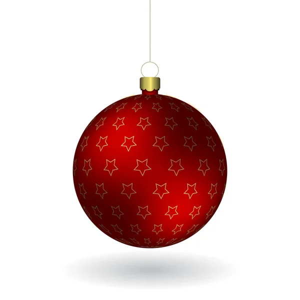 Red Christmass ball hanging on a golden chain — Stock Vector