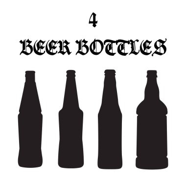 Dört vektör bira şişe simgelerin ayarlamak