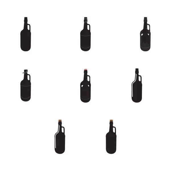Set Eight Vector Beer Bottle Icons Eps — Stock Vector