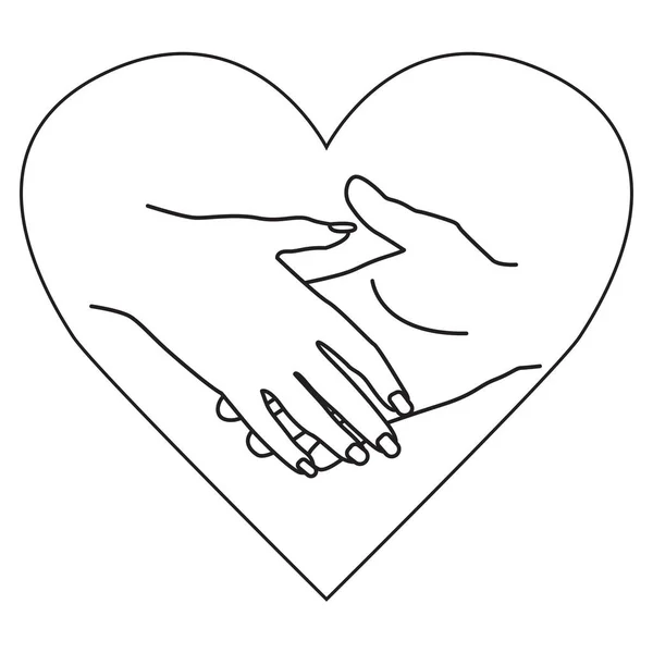 Vector symbool van de liefde. Man en vrouw hholding handen samen — Stockvector
