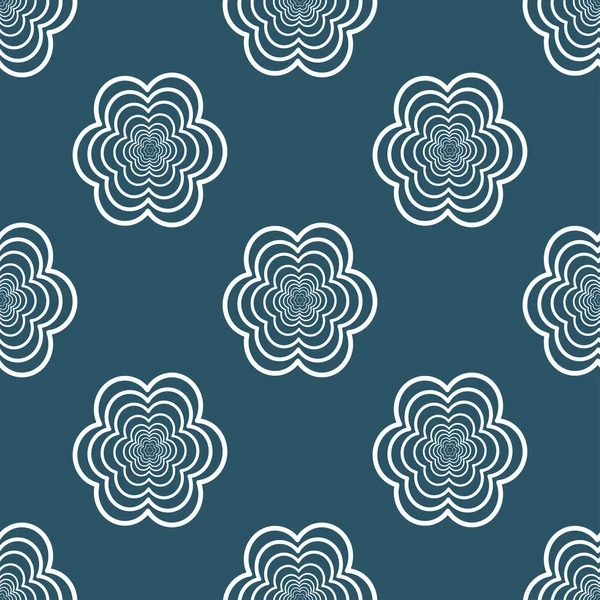 Nahtloses Muster mit weißen Blumen auf blauem Hintergrund — Stockvektor