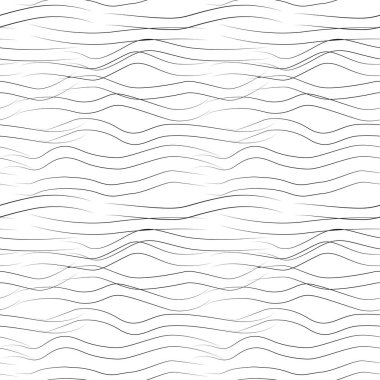 Beyaz arka planda dalgalı çizilmiş çizgilerle vektör Dikişsiz deseni
