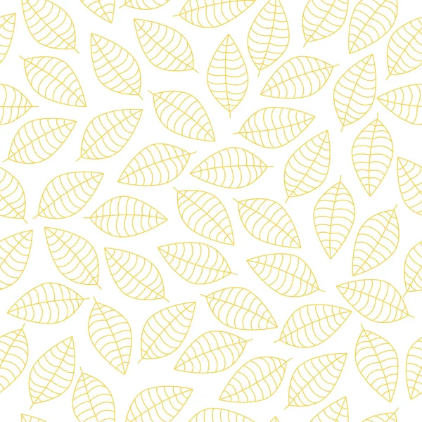 Векторный бесшовный рисунок с силуэтами желтых листьев на белом фоне — стоковый вектор