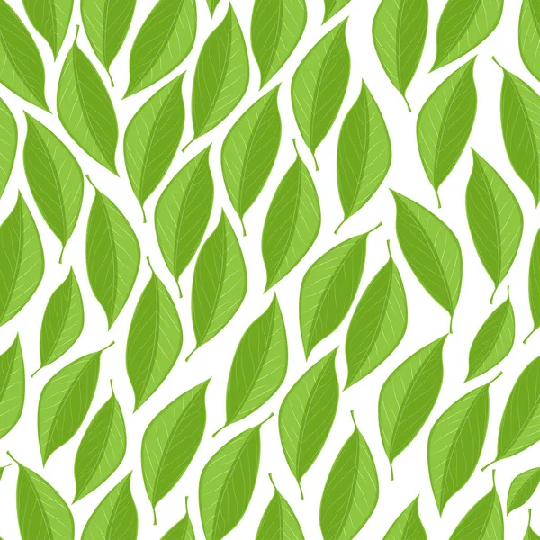Vector naadloze textuur met groene bladeren op een witte achtergrond — Stockvector
