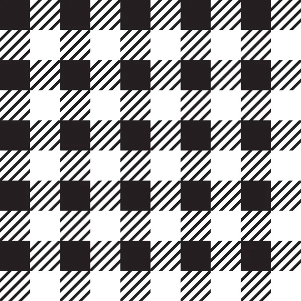 Texture vectorielle sans couture avec ornement de cage vichy. Cages blanches et noires — Image vectorielle