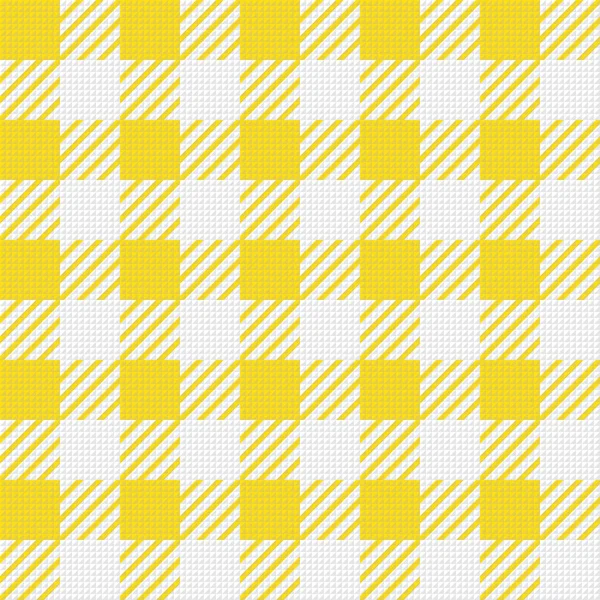 Texture vectorielle sans couture avec ornement de cage vichy. Cages jaunes et blanches — Image vectorielle