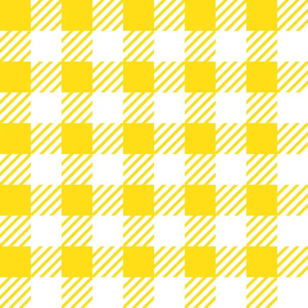 Texture vectorielle sans couture avec ornement de cage vichy. Cages jaunes et blanches — Image vectorielle