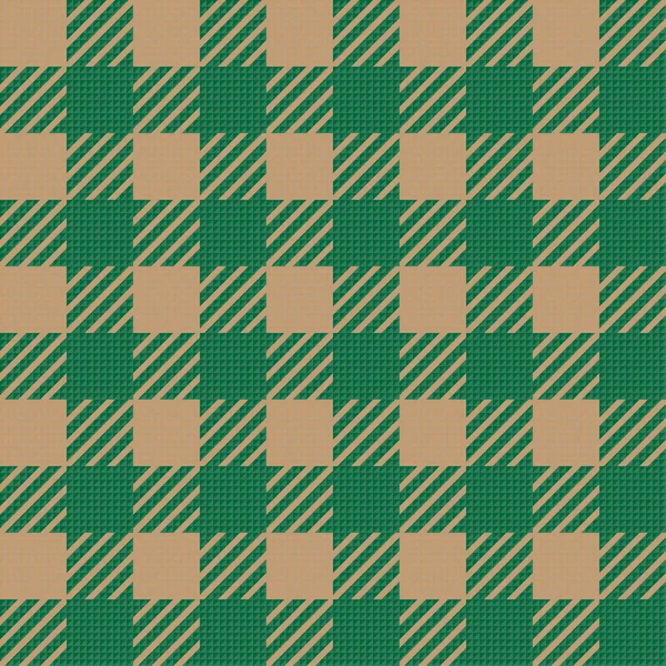 Textura sin costura vectorial con adorno de jaula vichy. Jaulas marrones y verdes — Vector de stock