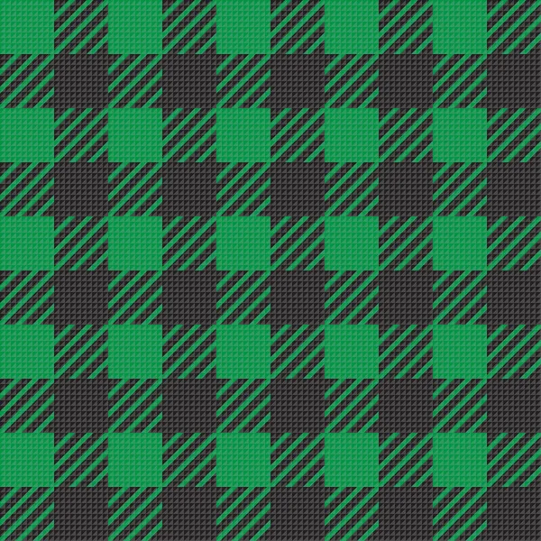 Textura sin costura vectorial con adorno de jaula vichy. Jaulas verdes y negras — Vector de stock
