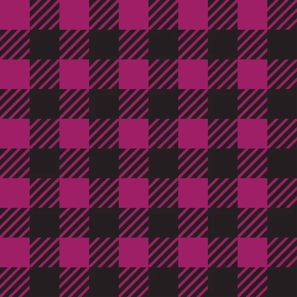 Textura sin costura vectorial con adorno de jaula vichy. Jaulas negras y moradas — Vector de stock