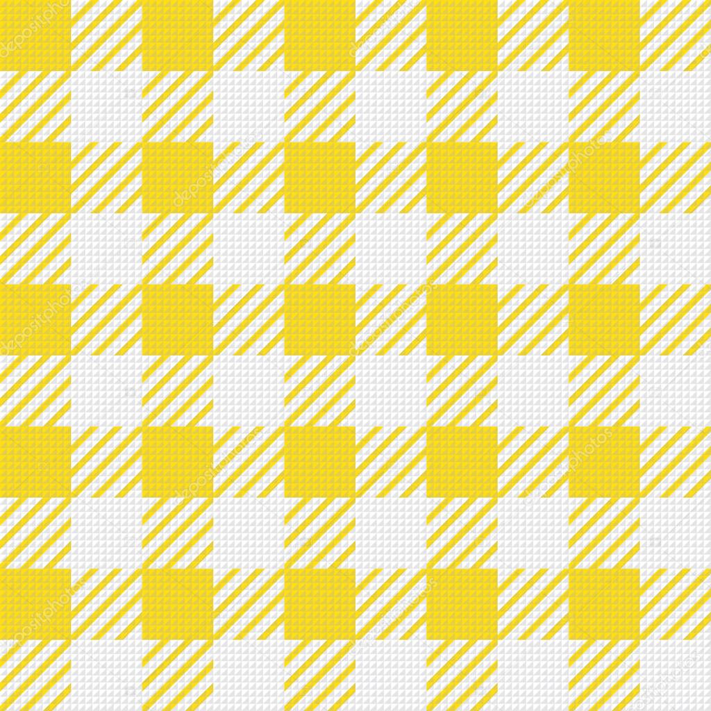 Vector seamless texture with vichy cage ornament. Yellow and white cages