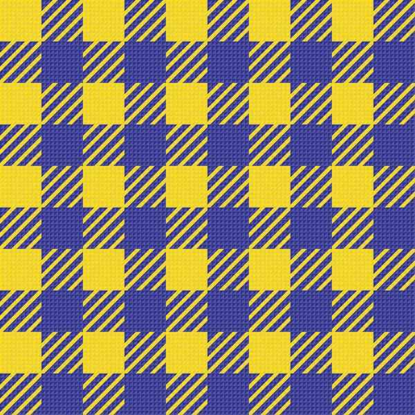 Textura sin costura vectorial con adorno de jaula vichy. Jaulas amarillas y azules — Vector de stock