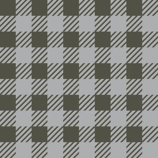 Texture vectorielle sans couture avec ornement de cage vichy. Cages grises et kaki — Image vectorielle