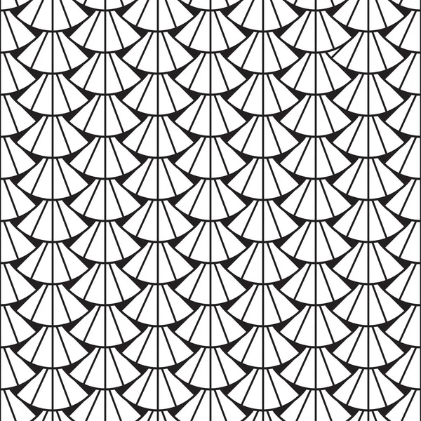 Modèle sans couture blanc vectoriel avec ornement de la coquille. Texture noir et blanc — Image vectorielle