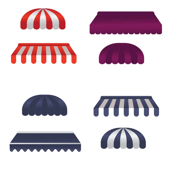 Set vectorial de toldos cuadrados y redondos — Vector de stock