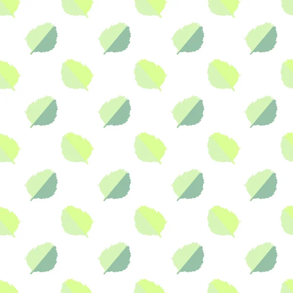 Motif vectoriel sans couture avec feuilles d'automne vertes et jaunes sur fond blanc . — Image vectorielle