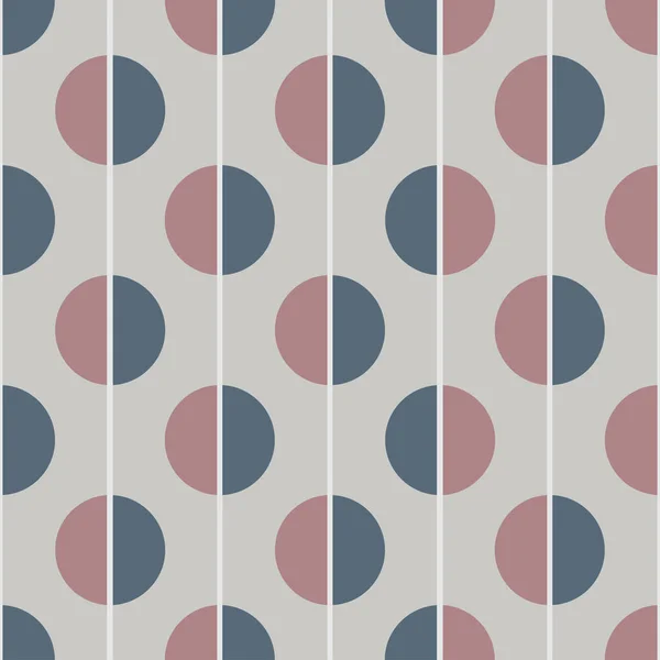 Moderne Vektor-abstrakte nahtlose Muster. Braune und blaue Halbkreise auf grauem Hintergrund. vertikale Linien — Stockvektor