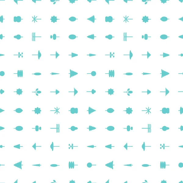 Vektor nahtlose Muster mit Bäumen Symbolelementen. blaue Elemente auf weißem Hintergrund. Muster von Webbannern — Stockvektor