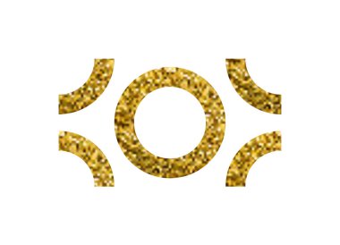 Beyaz arka planda altın halkaları olan kusursuz bir şablon.