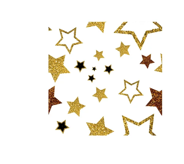 Векторный звездный фон. Золотые блестящие цветные звезды на белом фоне . — стоковый вектор