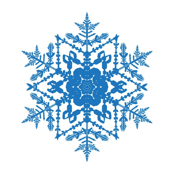 Vector blauwe sneeuwvlok geïsoleerd op een witte achtergrond. EPS 10 — Stockvector