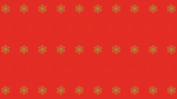 HD jul röd bakgrund med gyllene försvinnande snöflingor — Stockvideo