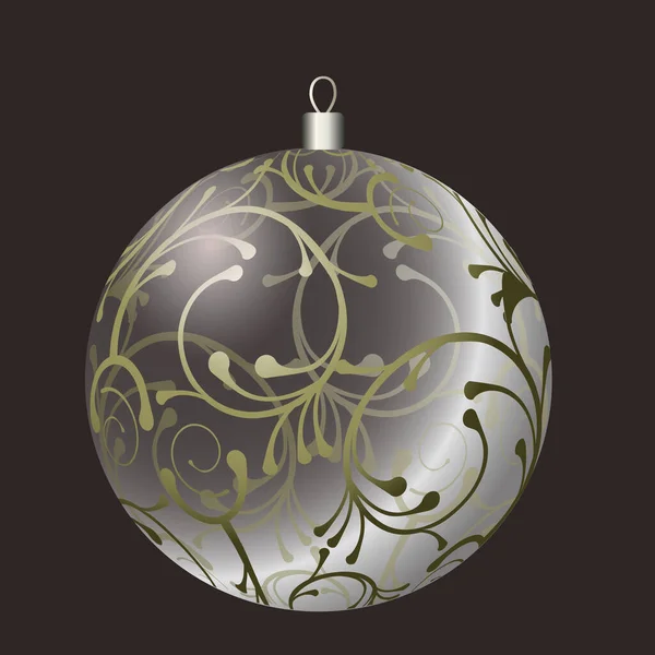 Vector realistic christmas ball. Transparent white ball with floral ornament — Stock Vector