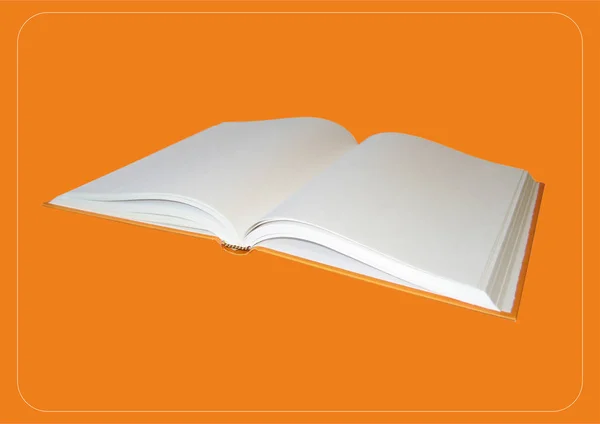 Ein Magazin Das Saubere Seiten Auf Orangefarbenem Hintergrund Hat Außenansicht — Stockfoto