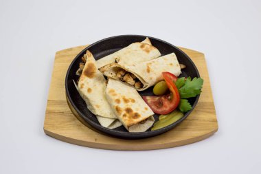 Arap hamur, domates, marul, geleneksel yemek, Restoran, özel, mutfak, Şef, dekorasyonu ile sarılı tavuk servis