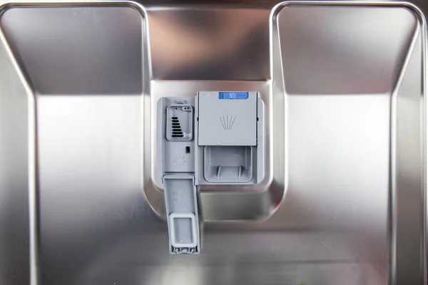 Дозатор Посудомоечной Машины Очистки Жиров Пятен Водой Химически Чистым Экологически — стоковое фото
